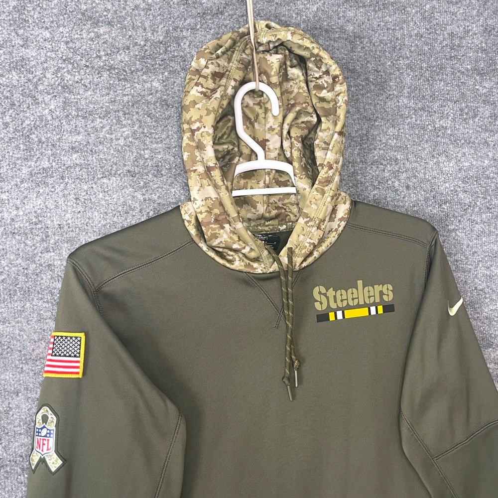 Nike NFL Pittsburgh Steelers Salute to Service Hoodie Olive Green Men's Size M